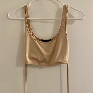 Nude Crop Top with Laces for Waist